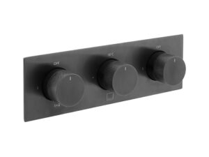 Knurled Accents 3 Head Shower Valve Brushed