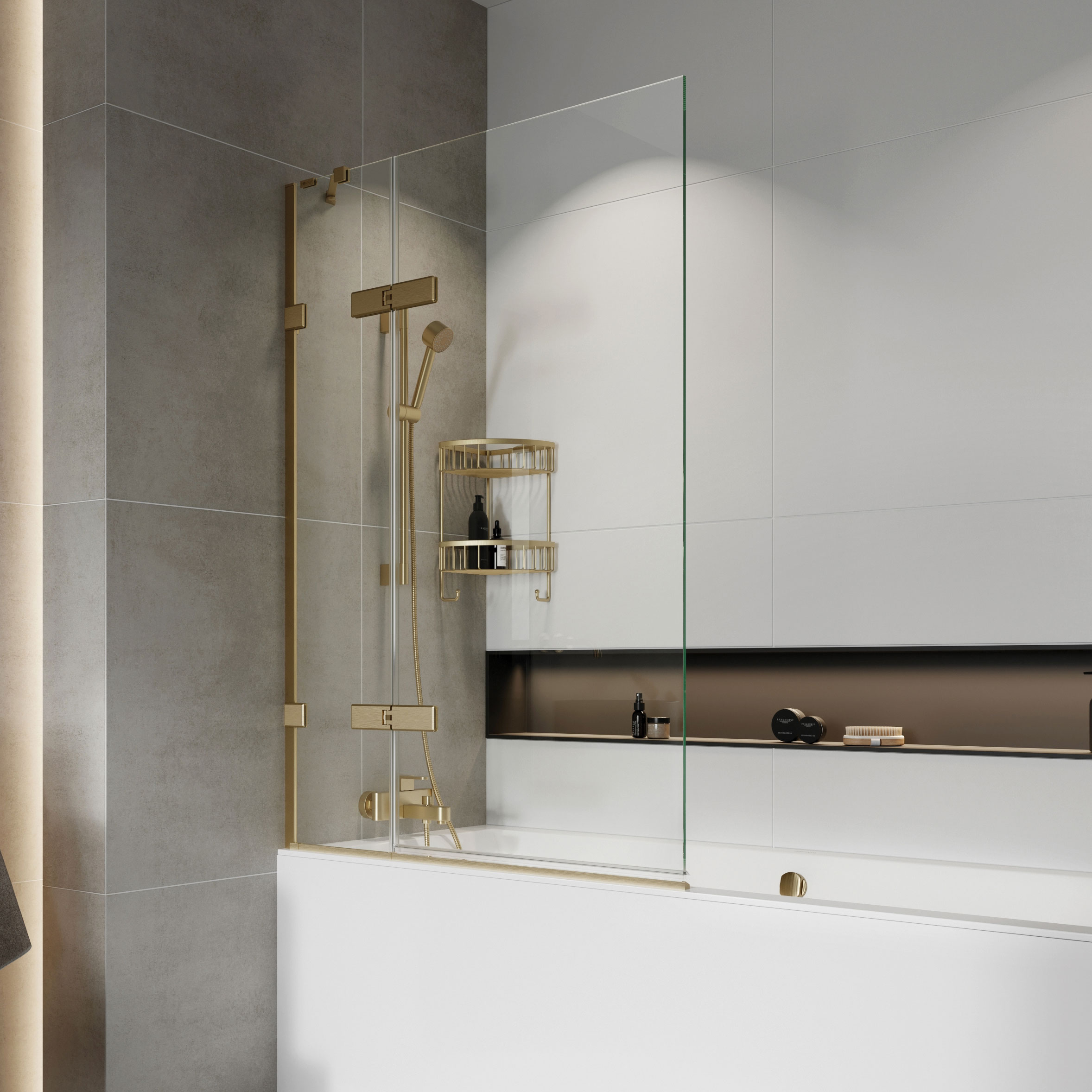 Liberty Hinged Bath Screen With In Line Panel