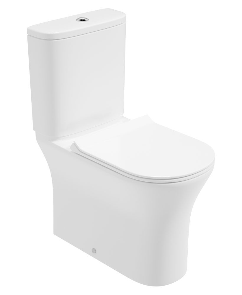 Pena Rimless Fully Shrouded Comfort Height Close Coupled WC & Soft Close Seat
