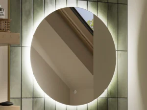 Theme Adjustable Lighting Round Bathroom Mirror